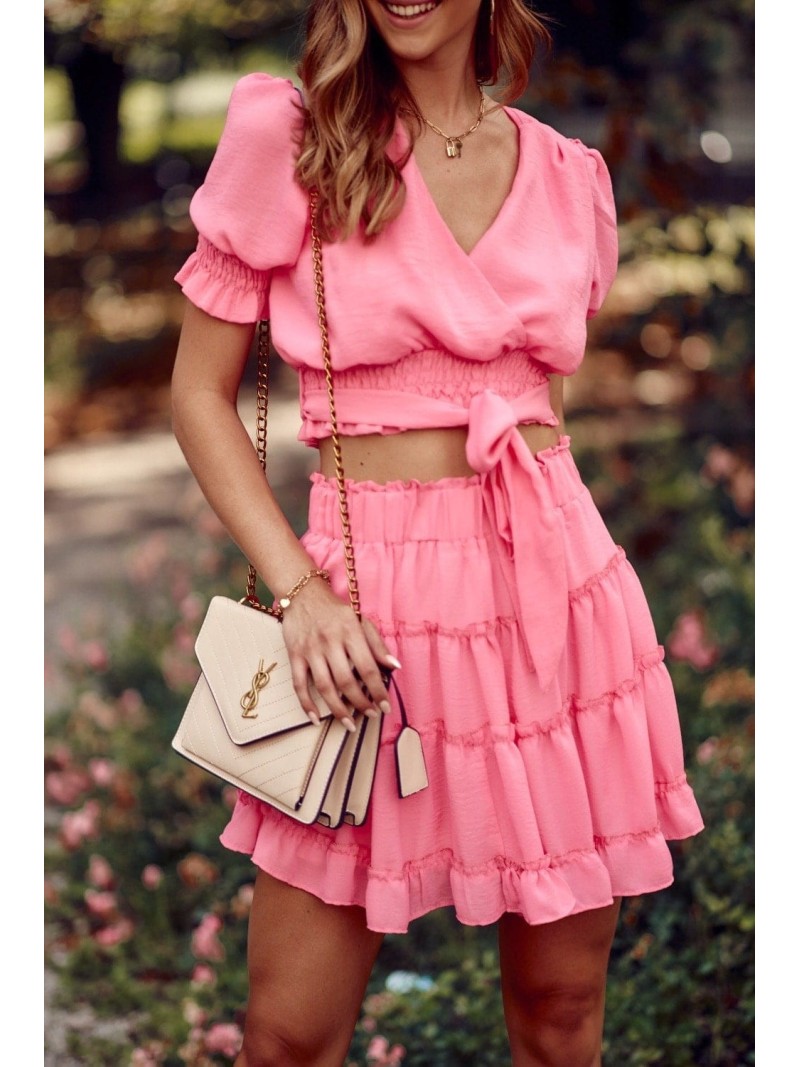 Lovely mini skirt with ruffles, pink 4008 - Online store - Boutique